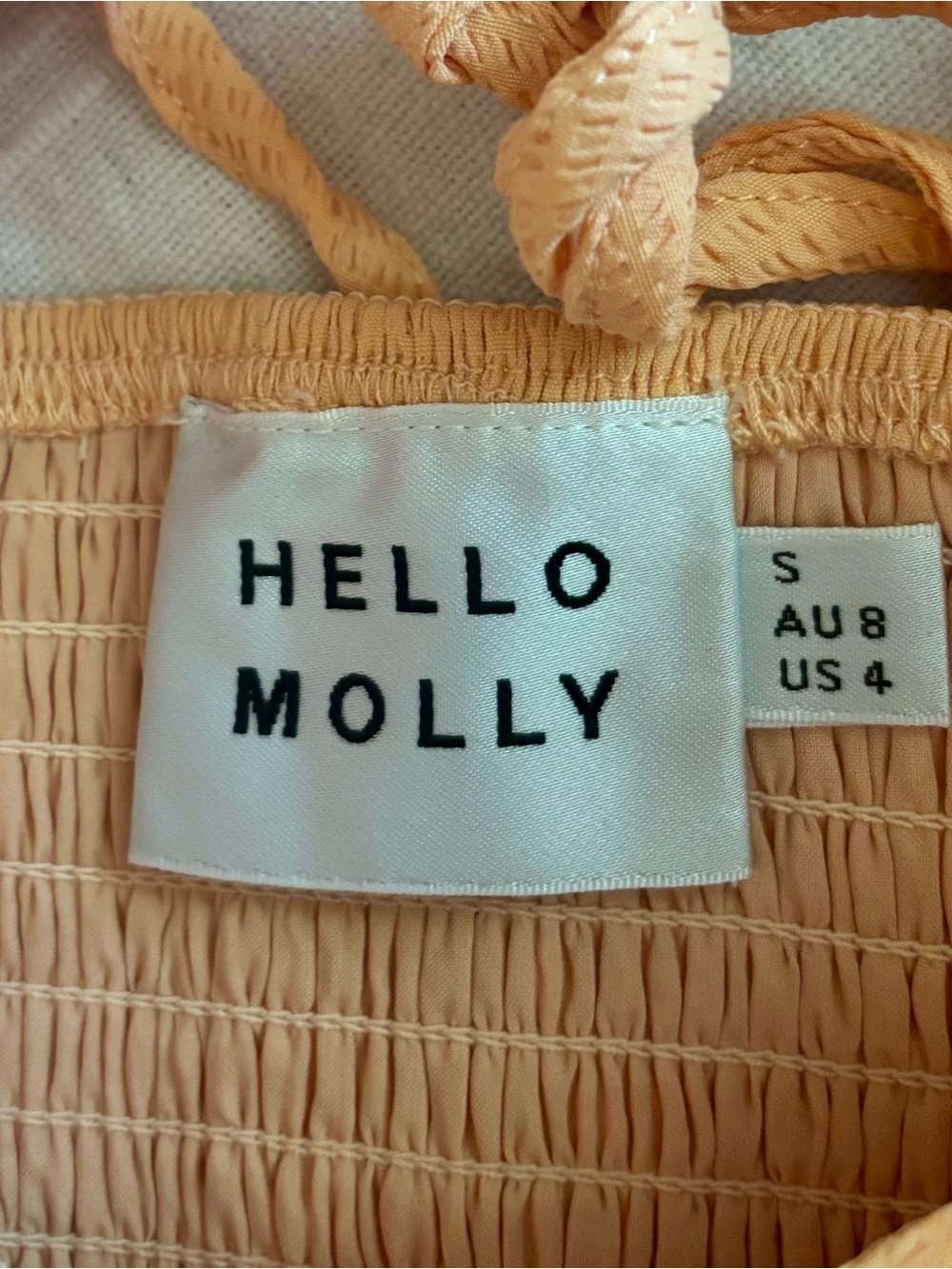 HELLO MOLLY “La Devotee” / peach smocked puff sleeve mini dress. - Picture 5 of 9